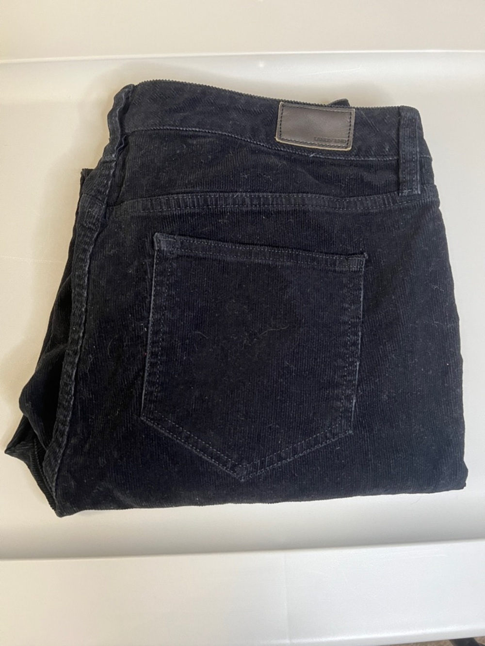 Lands End Mid Rise Straight Corduroy Pant Black Size 16